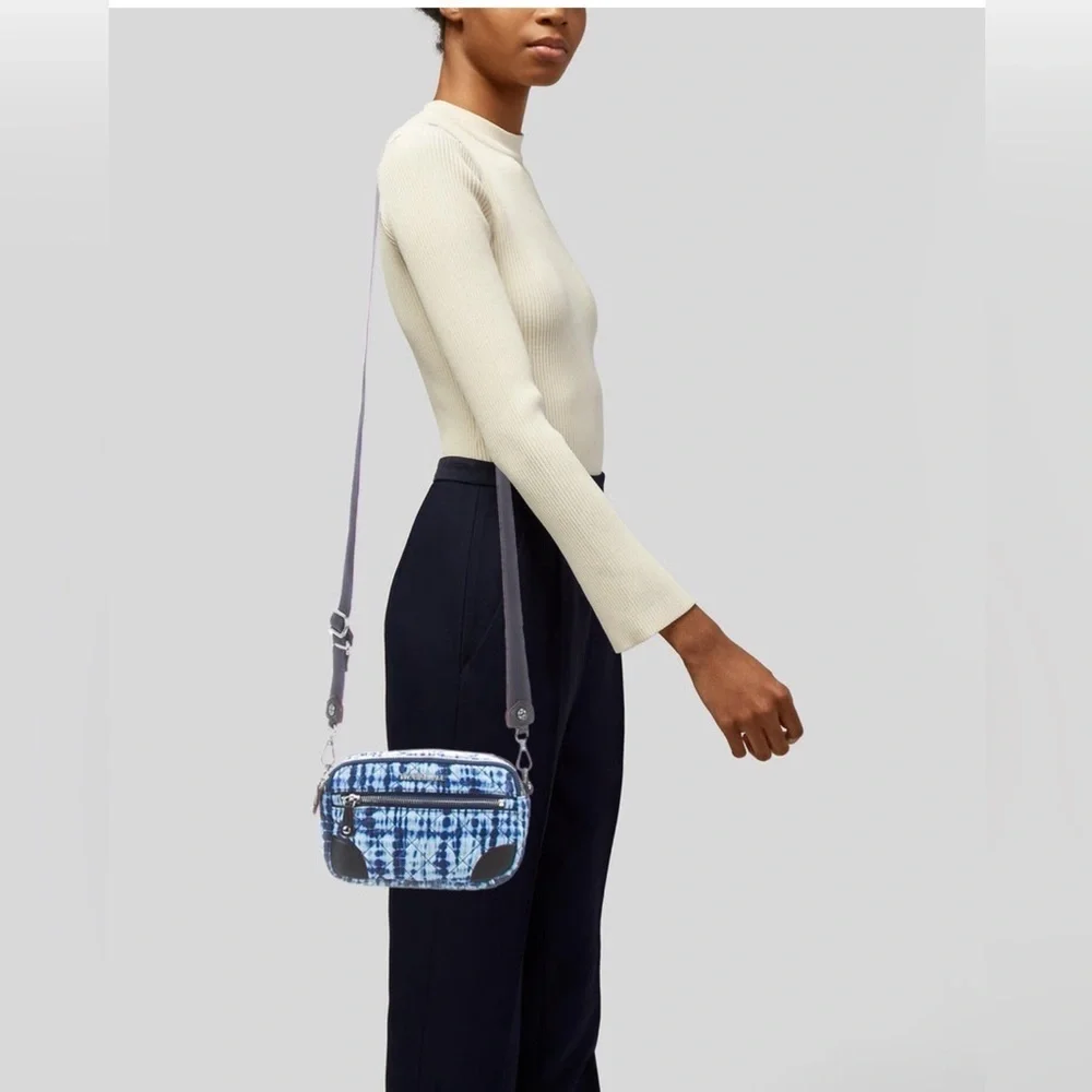 MZ WALLACE Shibori Print MINI Crosby Nylon Crossbody Pouch ~NWT~ Blue